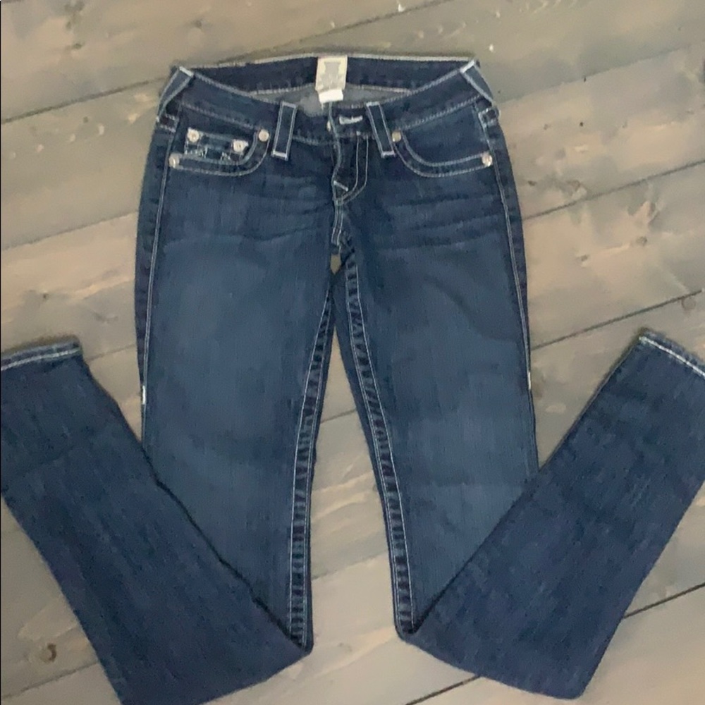 True Religion Skinny Jeans - Size 24 - Made in USA - Dark Wash Denim